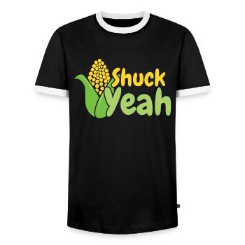 Shuck yes- Corn Farmer Farmer Corn Grain - Men's Ringer Shirt - black/white - Front - AI Model Female 172 light (172cm) & AI Model Male 178 light (178cm)