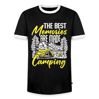 Camping Memories Campsite Camping Camper - T-shirt contrasté Homme - noir/blanc - Devant - AI Model Female 172 light (172cm) & AI Model Male 178 light (178cm)