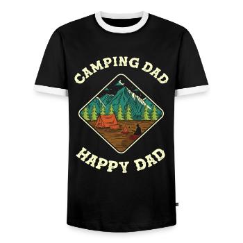 Camping Papa Fête des Pères Cadeau Fête des Pères Campeur - T-shirt contrasté Homme - noir/blanc - Devant - AI Model Female 172 light (172cm) & AI Model Male 178 light (178cm)