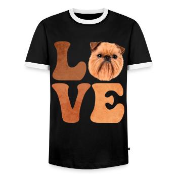 Brüsseler Griffon Hund - Männer Kontrast-T-Shirt - Schwarz/Weiß - Vorne - AI Model Female 172 light (172cm) & AI Model Male 178 light (178cm)
