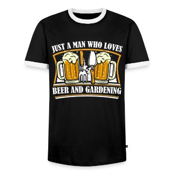 Hobby Gardener Garden Funny Garden Beer - Men's Ringer Shirt - black/white - Front - AI Model Female 172 light (172cm) & AI Model Male 178 light (178cm)