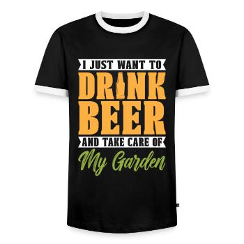 Hobby Gardener Garden Funny Garden Beer - Men's Ringer Shirt - black/white - Front - AI Model Female 172 light (172cm) & AI Model Male 178 light (178cm)