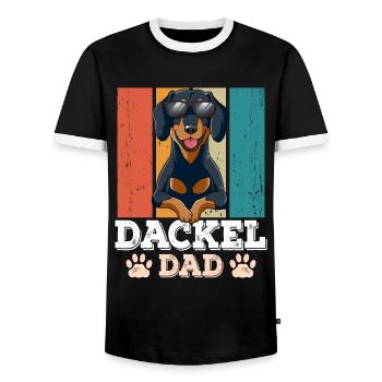 Dachshund Dad - Men's Ringer Shirt - black/white - Front - AI Model Female 172 light (172cm) & AI Model Male 178 light (178cm)