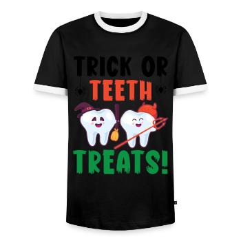 Sweet, otherwise there's sour! - Men's Ringer Shirt - black/white - Front - AI Model Female 172 light (172cm) & AI Model Male 178 light (178cm)