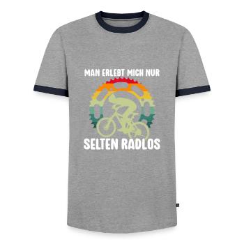 Selten Radlos Fahrrad MTB Radsport Mountainbike - Men's Ringer Shirt - grey/navy  - Front - AI Model Female 172 light (172cm) & AI Model Male 178 light (178cm)
