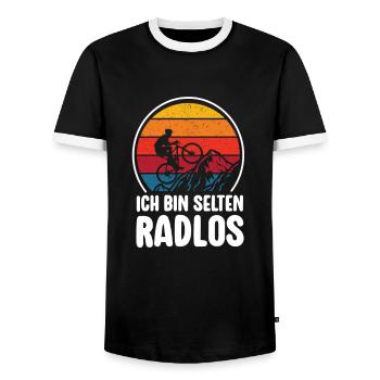 Selten Radlos Fahrrad MTB Radsport Mountainbike - Men's Ringer Shirt - black/white - Front - AI Model Female 172 light (172cm) & AI Model Male 178 light (178cm)