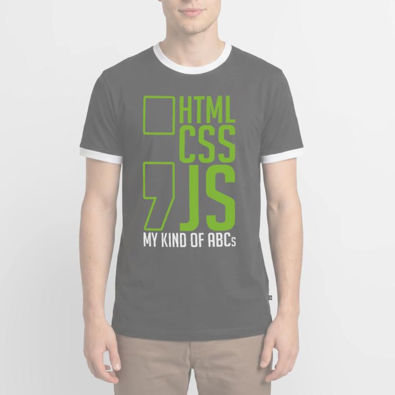 web developer gift html css js my kind of Men's Ringer Shirt