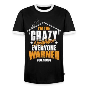 Crazy Neighbor - Men's Ringer Shirt - black/white - Front - AI Model Female 172 light (172cm) & AI Model Male 178 light (178cm)