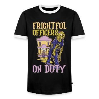 Terrible policemen on duty Policeman Hallowe - Men's Ringer Shirt - black/white - Front - AI Model Female 172 light (172cm) & AI Model Male 178 light (178cm)