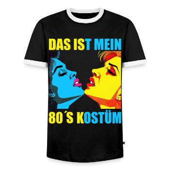 80er Motto Party Das ist mein 80er Jahre Kostüm - Männer Kontrast-T-Shirt - Schwarz/Weiß - Vorne - AI Model Female 172 light (172cm) & AI Model Male 178 light (178cm)