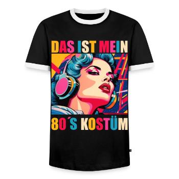 80er Motto Party Das ist mein 80er Jahre Kostüm - Männer Kontrast-T-Shirt - Schwarz/Weiß - Vorne - AI Model Female 172 light (172cm) & AI Model Male 178 light (178cm)