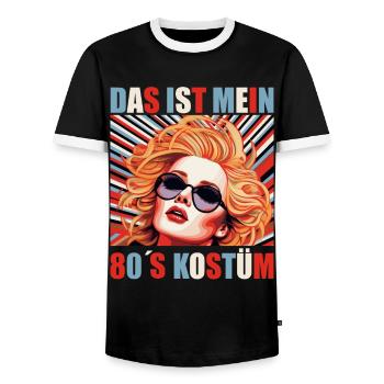 80er Motto Party Das ist mein 80er Jahre Kostüm - Männer Kontrast-T-Shirt - Schwarz/Weiß - Vorne - AI Model Female 172 light (172cm) & AI Model Male 178 light (178cm)