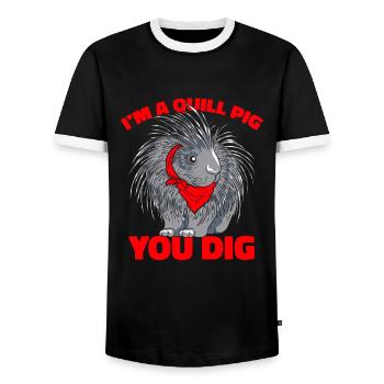 Stachelschwein Lustig - Männer Kontrast-T-Shirt - Schwarz/Weiß - Vorne - AI Model Female 172 light (172cm) & AI Model Male 178 light (178cm)