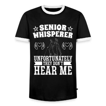 Infirmière gériatrique Chuchoteur principal Soins infirmiers - T-shirt contrasté Homme - noir/blanc - Devant - AI Model Female 172 light (172cm) & AI Model Male 178 light (178cm)