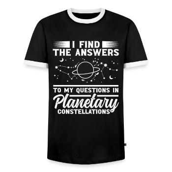Astrologie Answers In Planetary Constellations - Männer Kontrast-T-Shirt - Schwarz/Weiß - Vorne - AI Model Female 172 light (172cm) & AI Model Male 178 light (178cm)