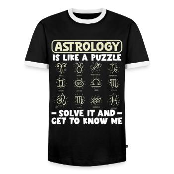 Astrology Like Puzzle Solve It Esoteric Signs - Men's Ringer Shirt - black/white - Front - AI Model Female 172 light (172cm) & AI Model Male 178 light (178cm)