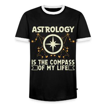 Astrology Compass Of My Life Esoteric Signs - Men's Ringer Shirt - black/white - Front - AI Model Female 172 light (172cm) & AI Model Male 178 light (178cm)