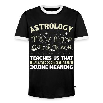 Astrology Every Moment Divine Meaning Esotericism - Men's Ringer Shirt - black/white - Front - AI Model Female 172 light (172cm) & AI Model Male 178 light (178cm)