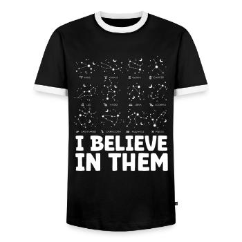 Astrology Believe In Them Esoteric Signs - Men's Ringer Shirt - black/white - Front - AI Model Female 172 light (172cm) & AI Model Male 178 light (178cm)