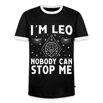 Astrology Leo Nobody Can Stop Me Esoteric Signs - Men's Ringer Shirt - black/white - Front - AI Model Female 172 light (172cm) & AI Model Male 178 light (178cm)