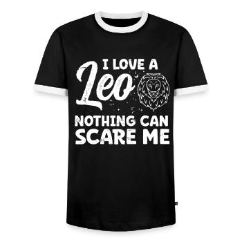 Astrology Love Leo Nothing Can Scare Me Esotericism - Men's Ringer Shirt - black/white - Front - AI Model Female 172 light (172cm) & AI Model Male 178 light (178cm)