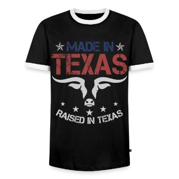 Élevé Texas Texan - T-shirt contrasté Homme - noir/blanc - Devant - AI Model Female 172 light (172cm) & AI Model Male 178 light (178cm)