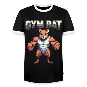 Gym Rat Bodybuilding Kraftsport lustiges Fitness - Männer Kontrast-T-Shirt - Schwarz/Weiß - Vorne - AI Model Female 172 light (172cm) & AI Model Male 178 light (178cm)