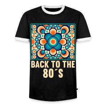 80s Themed Party Back to the 80s Costume - Men's Ringer Shirt - black/white - Front - AI Model Female 172 light (172cm) & AI Model Male 178 light (178cm)