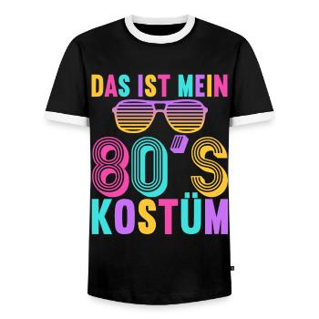 80er Motto Party Das ist mein 80er Jahre Kostüm - Männer Kontrast-T-Shirt - Schwarz/Weiß - Vorne - AI Model Female 172 light (172cm) & AI Model Male 178 light (178cm)