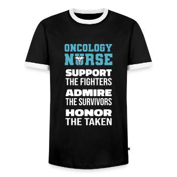 Nurse Cool - Men's Ringer Shirt - black/white - Front - AI Model Female 172 light (172cm) & AI Model Male 178 light (178cm)