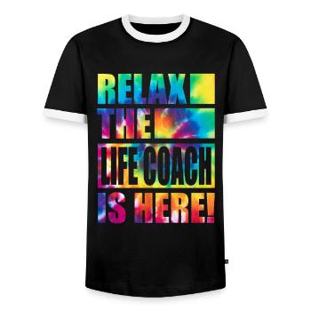 Life Coach Funny Saying - Men's Ringer Shirt - black/white - Front - AI Model Female 172 light (172cm) & AI Model Male 178 light (178cm)