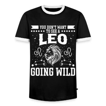 Astrology Want To See A Leo Going Wild Esotericism - Men's Ringer Shirt - black/white - Front - AI Model Female 172 light (172cm) & AI Model Male 178 light (178cm)