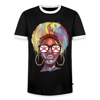 Jersey - Männer Kontrast-T-Shirt - Schwarz/Weiß - Vorne - AI Model Female 172 light (172cm) & AI Model Male 178 light (178cm)