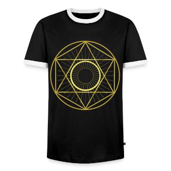 Graphic - Circle - Star - Geometry - Men's Ringer Shirt - black/white - Front - AI Model Female 172 light (172cm) & AI Model Male 178 light (178cm)