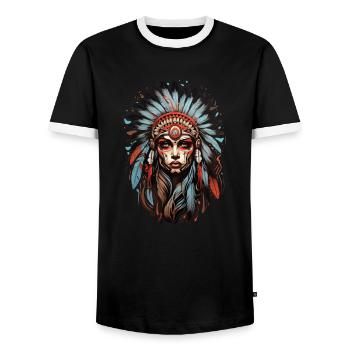 Native Americans - Men's Ringer Shirt - black/white - Front - AI Model Female 172 light (172cm) & AI Model Male 178 light (178cm)