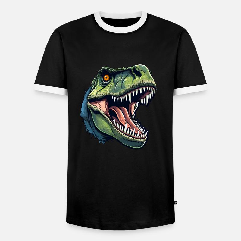 T-Rex Dino Head - Men's Ringer Shirt - black/white
