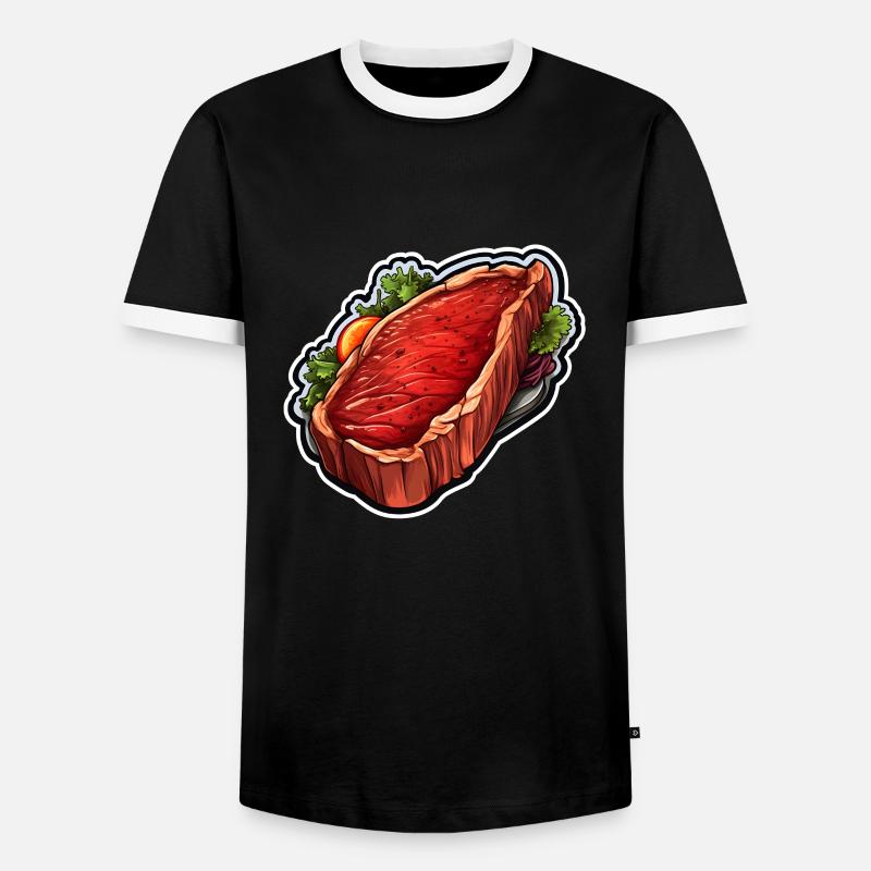Steak Fleisch Essen - Männer Kontrast-T-Shirt - Schwarz/Weiß