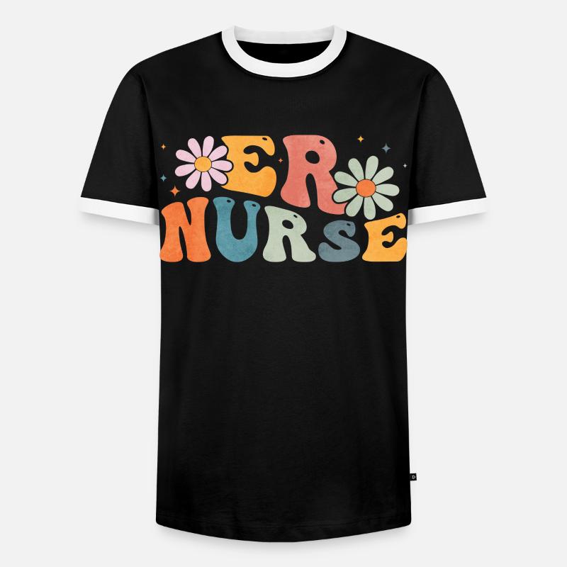 Groovy ER Krankenschwester Notfallkrankenschwester - Männer Kontrast-T-Shirt - Schwarz/Weiß