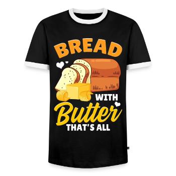 Funny bread baking baker - Men's Ringer Shirt - black/white - Front - AI Model Female 172 light (172cm) & AI Model Male 178 light (178cm)