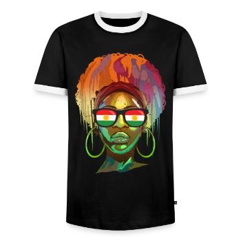 Kurdistan - T-shirt contrasté Homme - noir/blanc - Devant - AI Model Female 172 light (172cm) & AI Model Male 178 light (178cm)