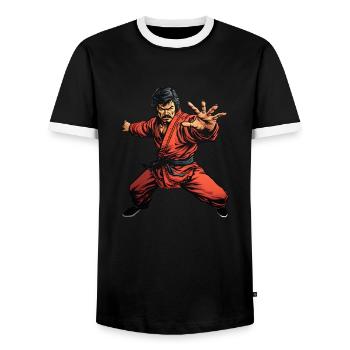 Combattant de Kung Fu - T-shirt contrasté Homme - noir/blanc - Devant - AI Model Female 172 light (172cm) & AI Model Male 178 light (178cm)