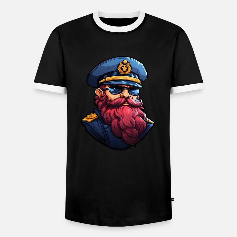 Matrose mit Bart - Männer Kontrast-T-Shirt - Schwarz/Weiß