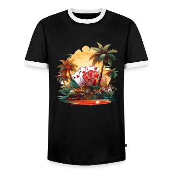 Casino - Men's Ringer Shirt - black/white - Front - AI Model Female 172 light (172cm) & AI Model Male 178 light (178cm)