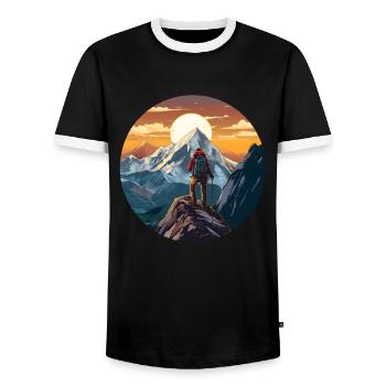 Mountaineering - Men's Ringer Shirt - black/white - Front - AI Model Female 172 light (172cm) & AI Model Male 178 light (178cm)