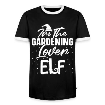 Jardin jardinier amateur Noël dans le jardin - T-shirt contrasté Homme - noir/blanc - Devant - AI Model Female 172 light (172cm) & AI Model Male 178 light (178cm)