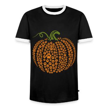 Halloween Paw Pumpkin: cadeau pour les amoureux des chiens - T-shirt contrasté Homme - noir/blanc - Devant - AI Model Female 172 light (172cm) & AI Model Male 178 light (178cm)