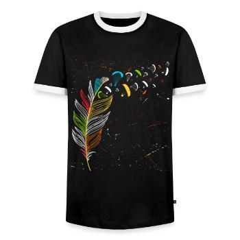 Paragliding Flight Dandelion Paragliding Pilots - Men's Ringer Shirt - black/white - Front - AI Model Female 172 light (172cm) & AI Model Male 178 light (178cm)