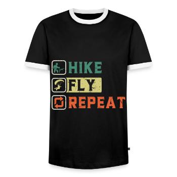 Hike Fly Repeat Bergsport Gleitschirmfliegen - Männer Kontrast-T-Shirt - Schwarz/Weiß - Vorne - AI Model Female 172 light (172cm) & AI Model Male 178 light (178cm)
