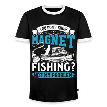 Magnetfischer You don´t know Magnet Fishing - Männer Kontrast-T-Shirt - Schwarz/Weiß - Vorne - AI Model Female 172 light (172cm) & AI Model Male 178 light (178cm)