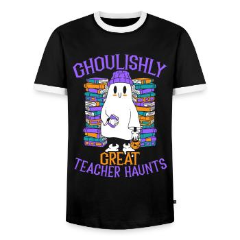 Schaurig-schöner Lehrer sucht Lehrer-Halloween hei - Männer Kontrast-T-Shirt - Schwarz/Weiß - Vorne - AI Model Female 172 light (172cm) & AI Model Male 178 light (178cm)